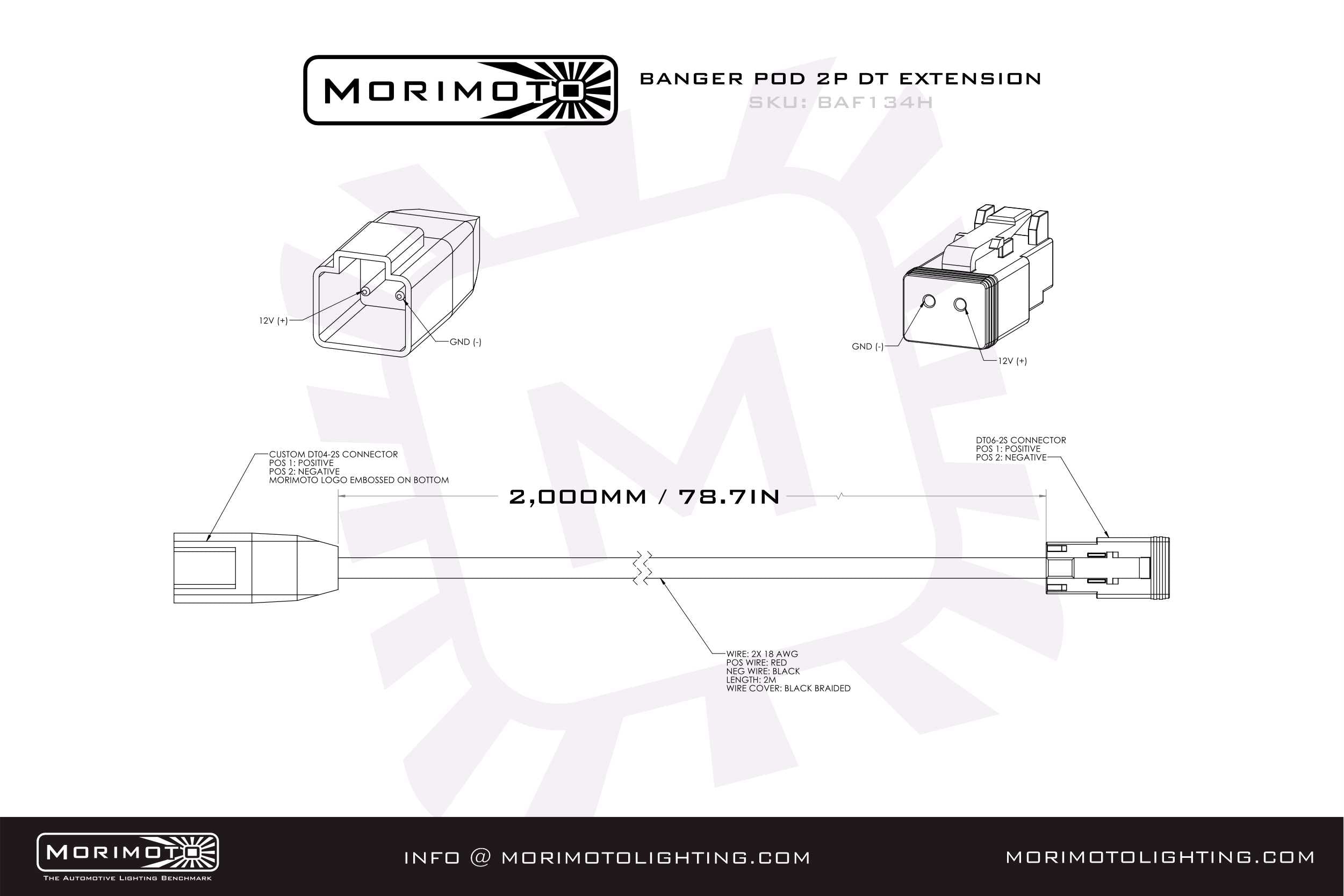 Morimoto 2P DT Extension Harness: (1/2/4Banger / 2m / Each)