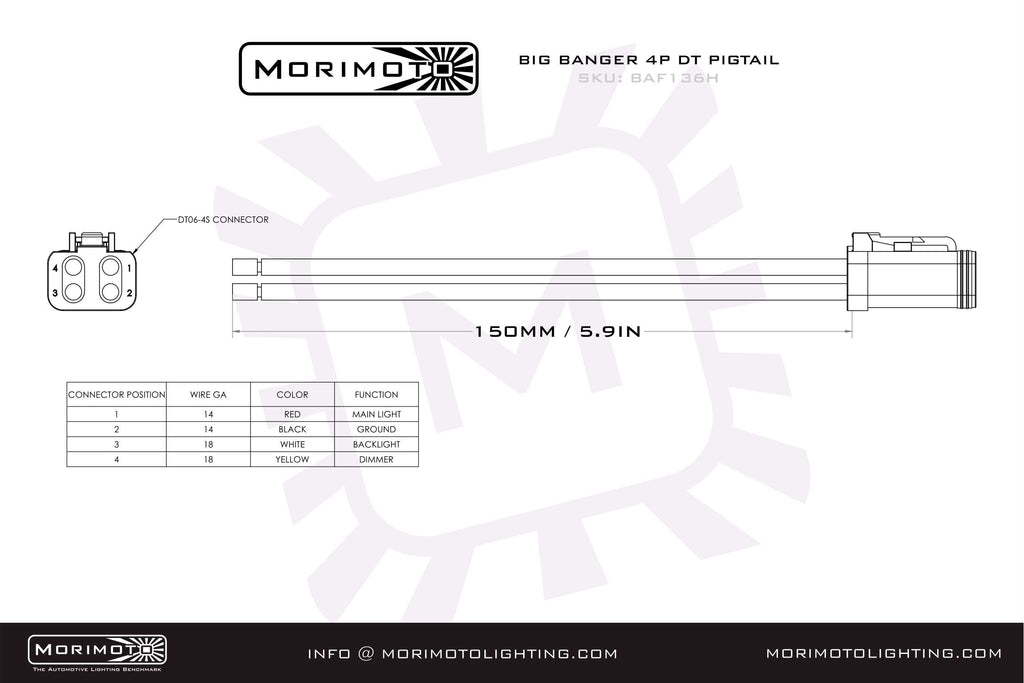 Deutsch DT 4-Pin Pigtail: (6in / Each)