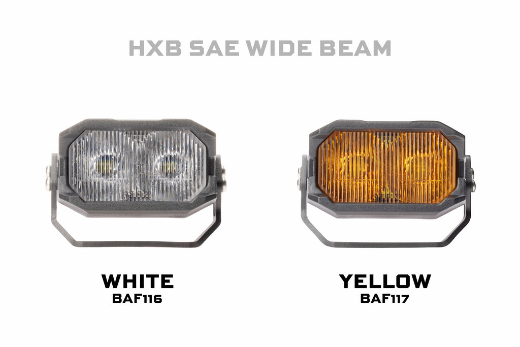 Morimoto 2Banger HXB LED Pods (SAE Wide / Yellow / Set)