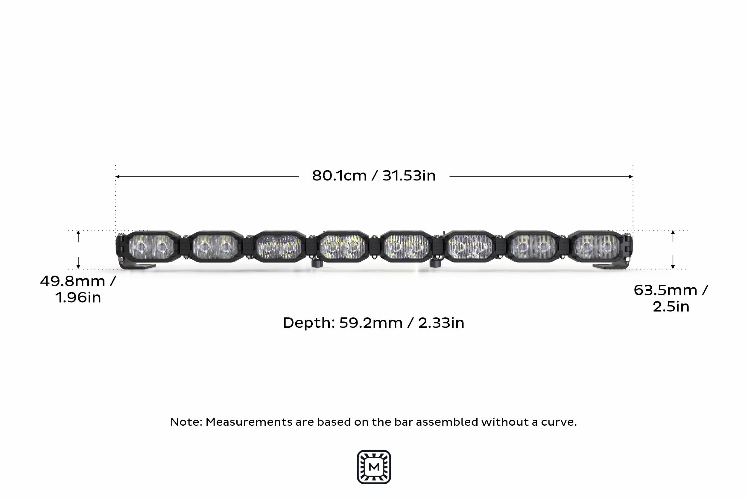 Single-Row BangerBar: (8 Pod / 31.5") (HXB Power - White/Yellow)