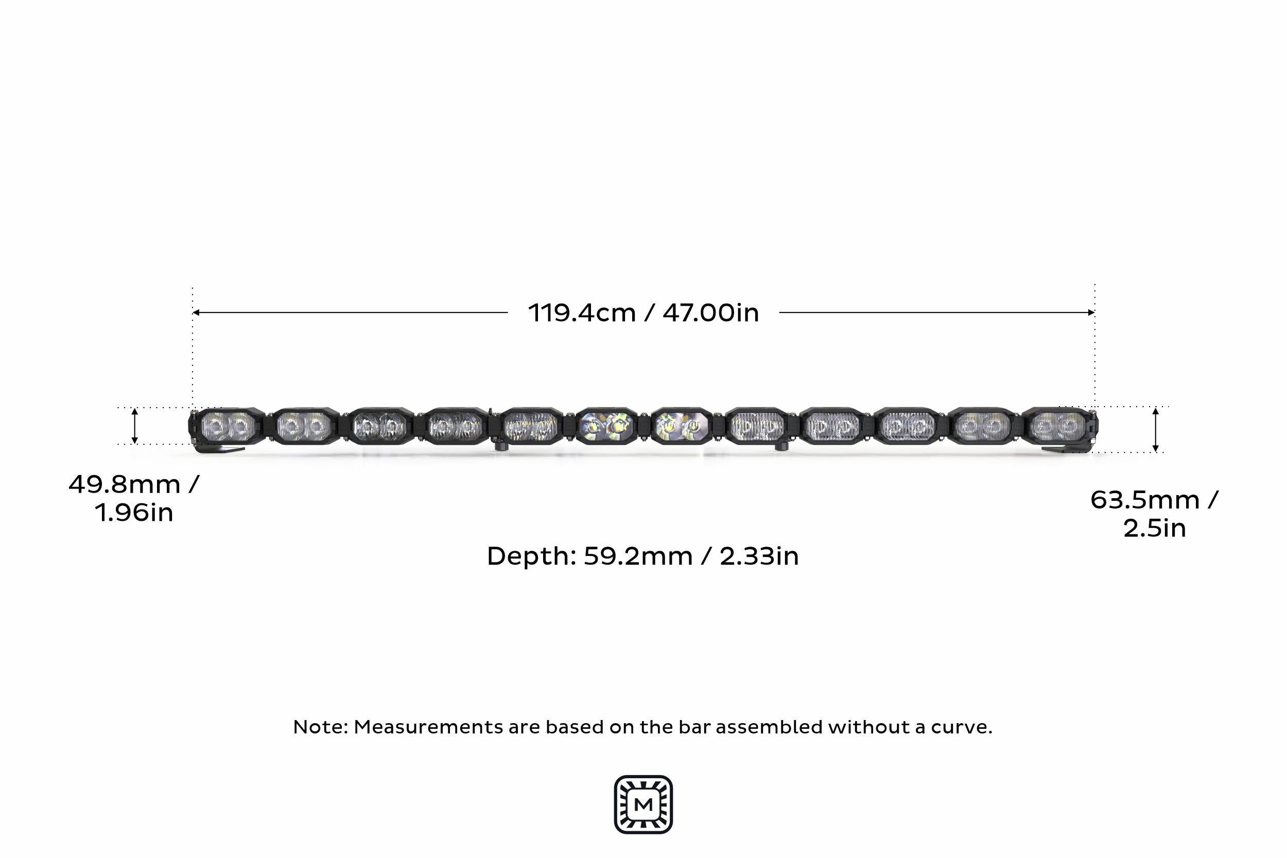 Single-Row BangerBar: (12 Pod / 47") (NCS Power - White/Yellow)