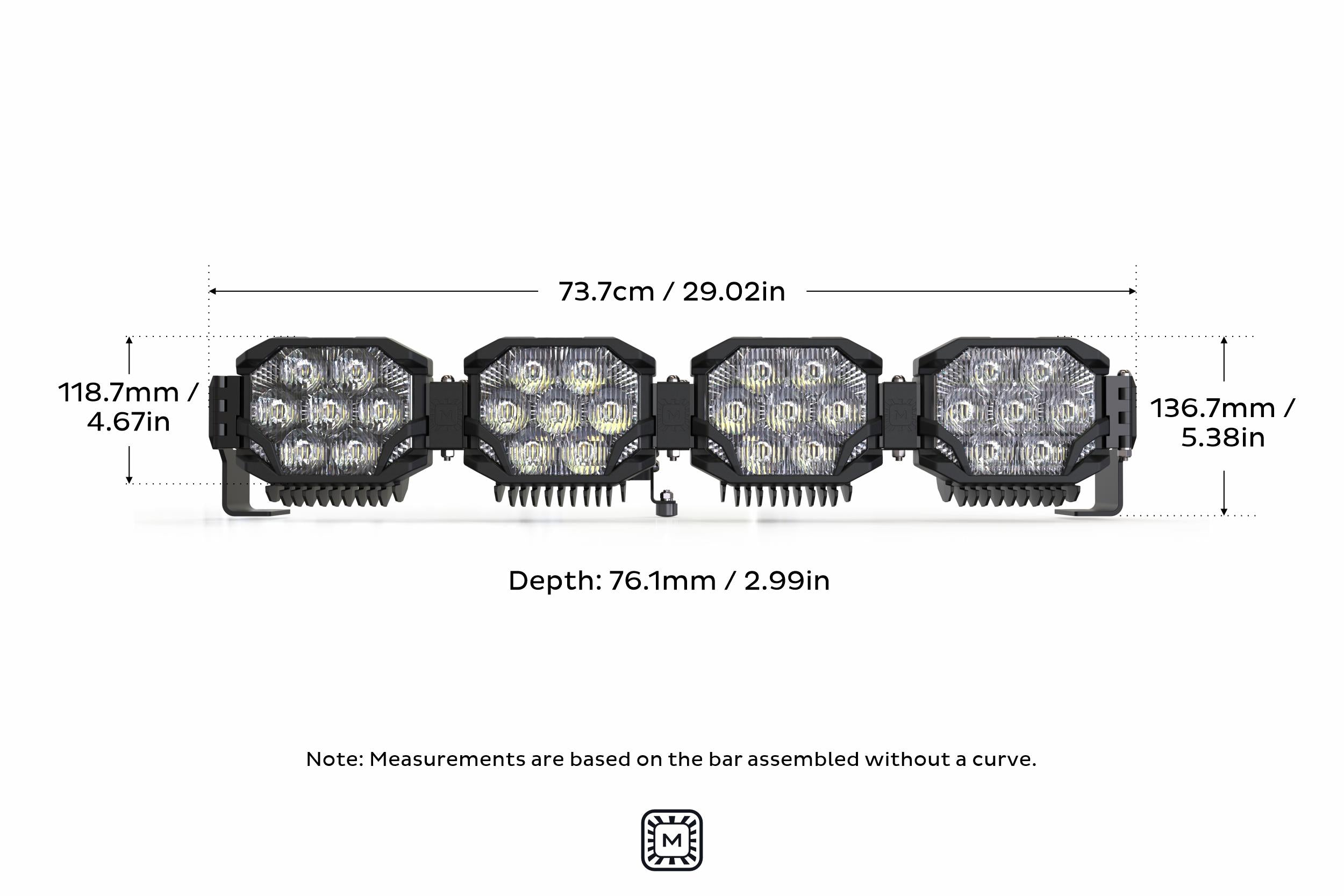 Triple-Row BangerBar: (4 Pod / 29") (HXB Power - White/Yellow)