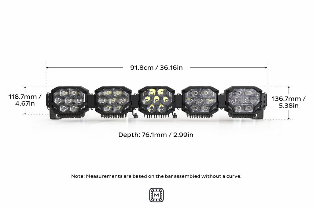 Triple-Row BangerBar: (5 Pod / 36") (NCS Power - White/Yellow)