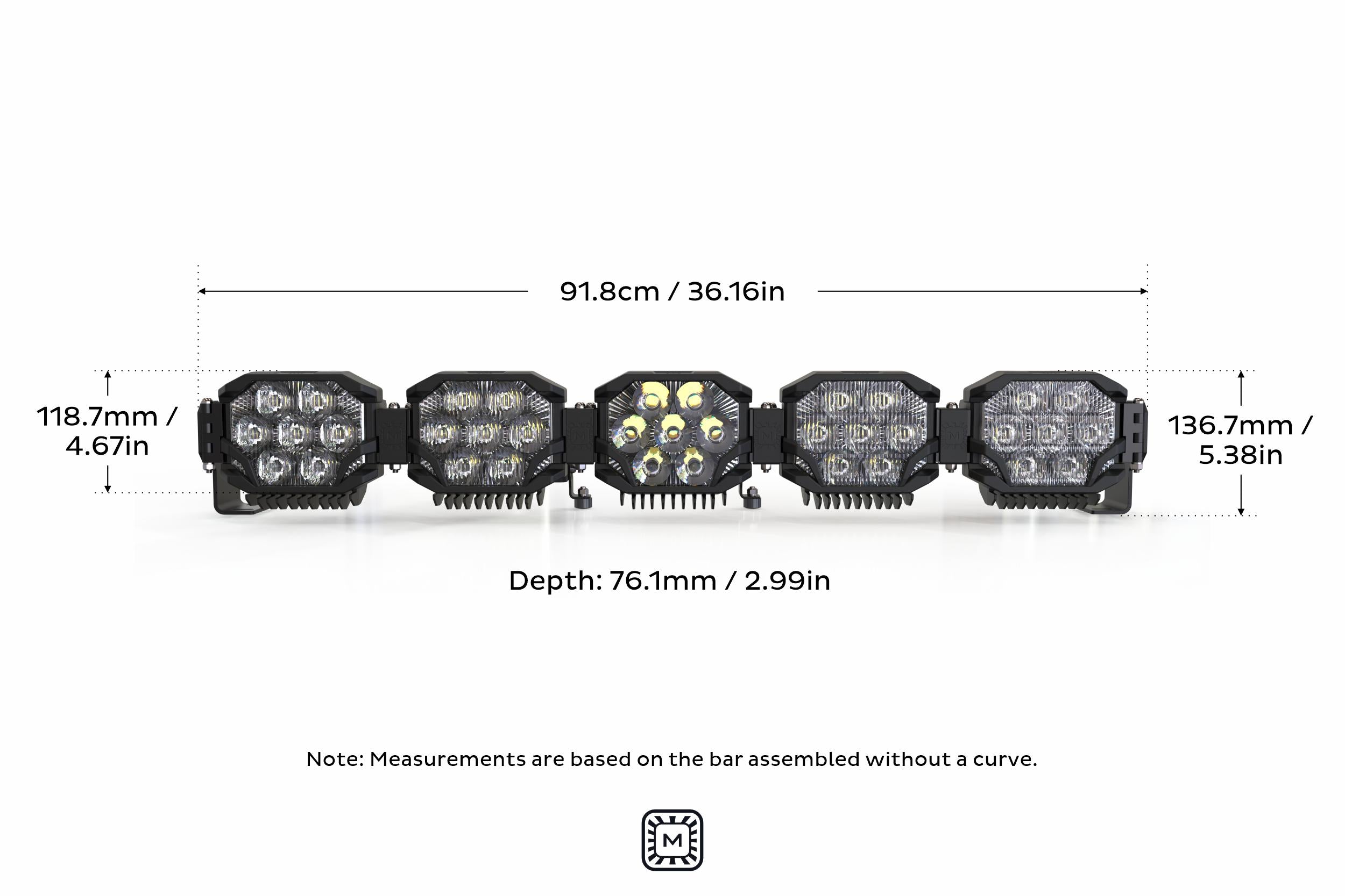 Triple-Row BangerBar: (5 Pod / 36") (NCS Power - White/Yellow)