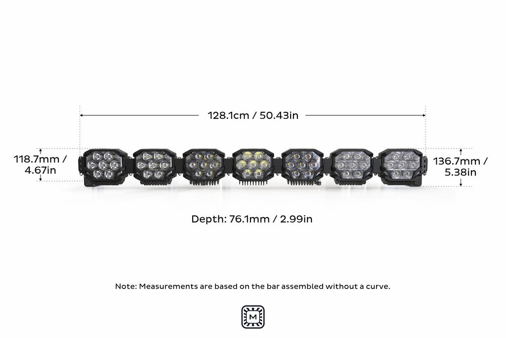 Triple-Row BangerBar: (7 Pod / 50.5") (HXB Power - White/Yellow)