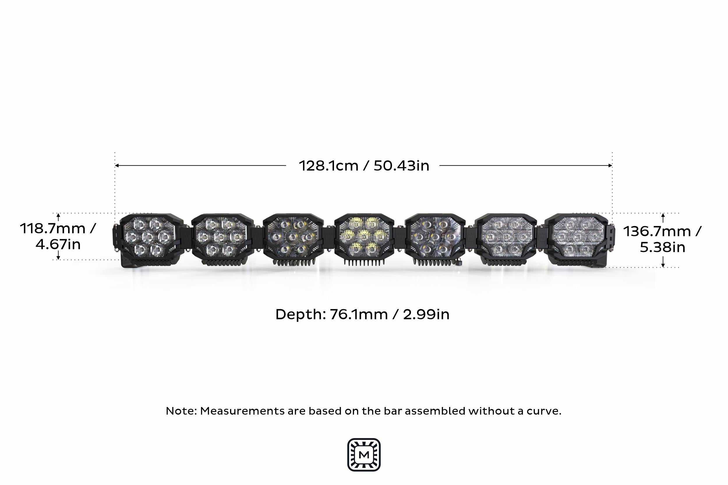 Triple-Row BangerBar: (7 Pod / 50.5") (HXB Power - White/Yellow)