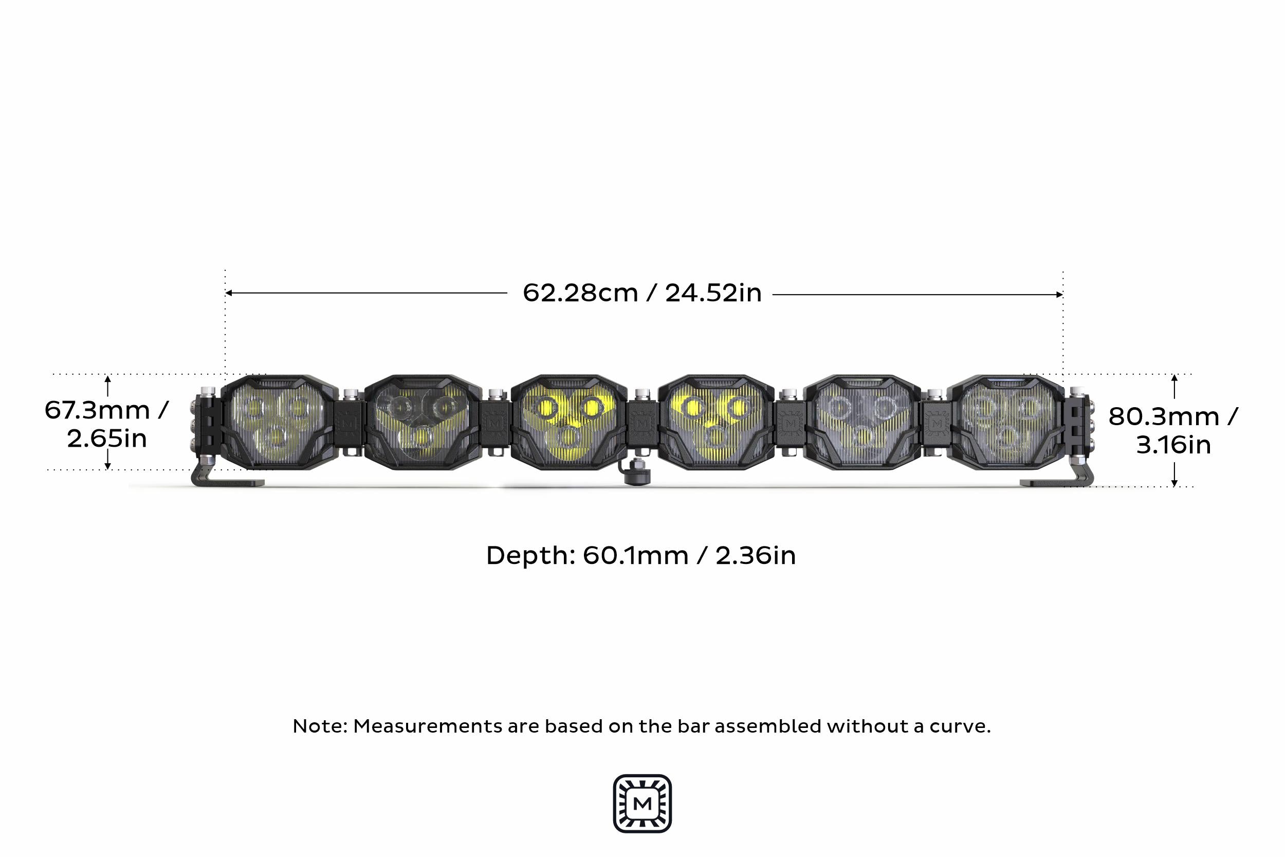 Double-Row BangerBar: (6 Pod / 24.5") (HXB Power - Yellow)