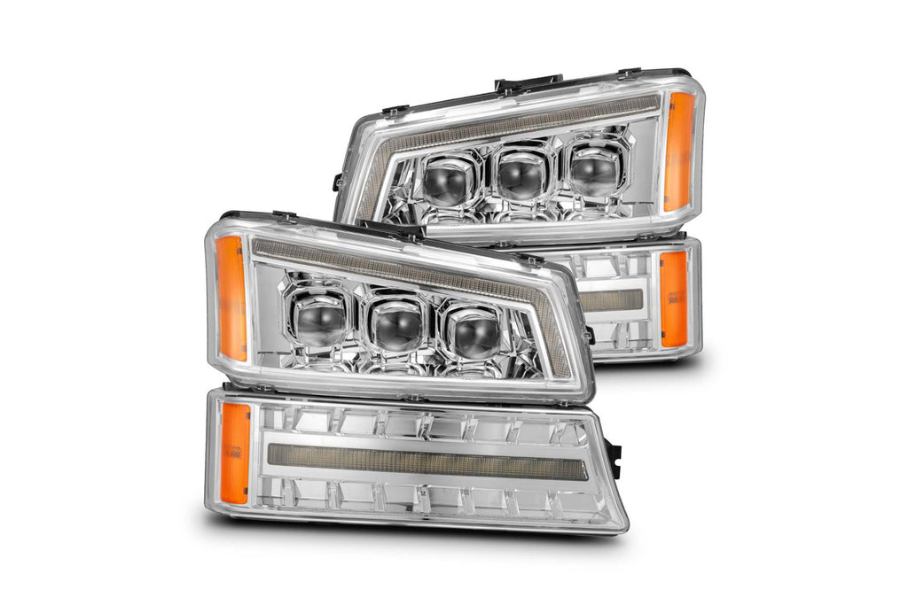 AlphaRex (NOVA-Series) (03-06) Chevrolet Silverado Projector Headlights with LED Bumper Lights - Chrome