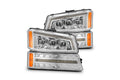 AlphaRex (NOVA-Series) (03-06) Chevrolet Silverado Projector Headlights with LED Bumper Lights - Chrome