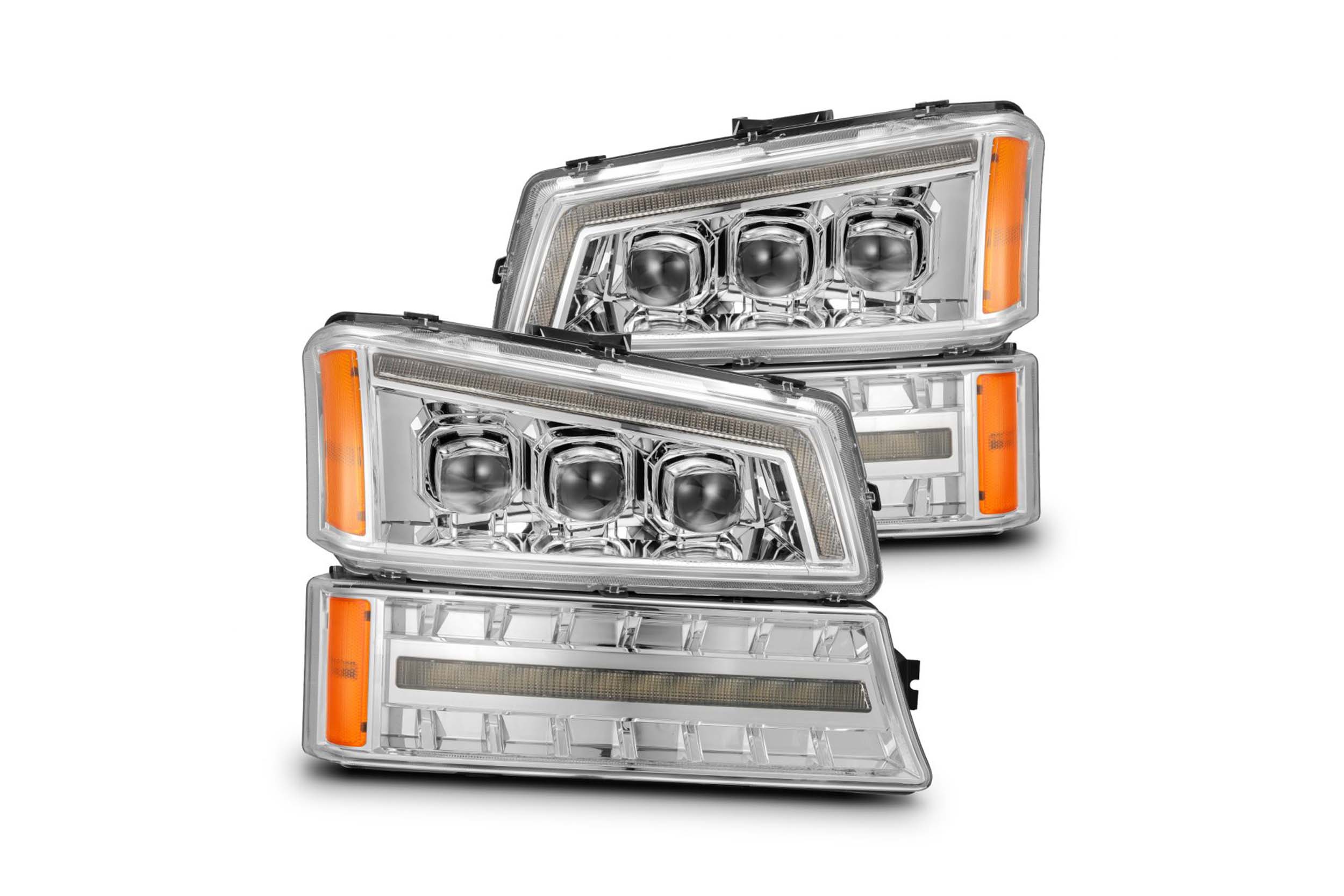 AlphaRex (NOVA-Series) (03-06) Chevrolet Silverado Projector Headlights with LED Bumper Lights - Chrome