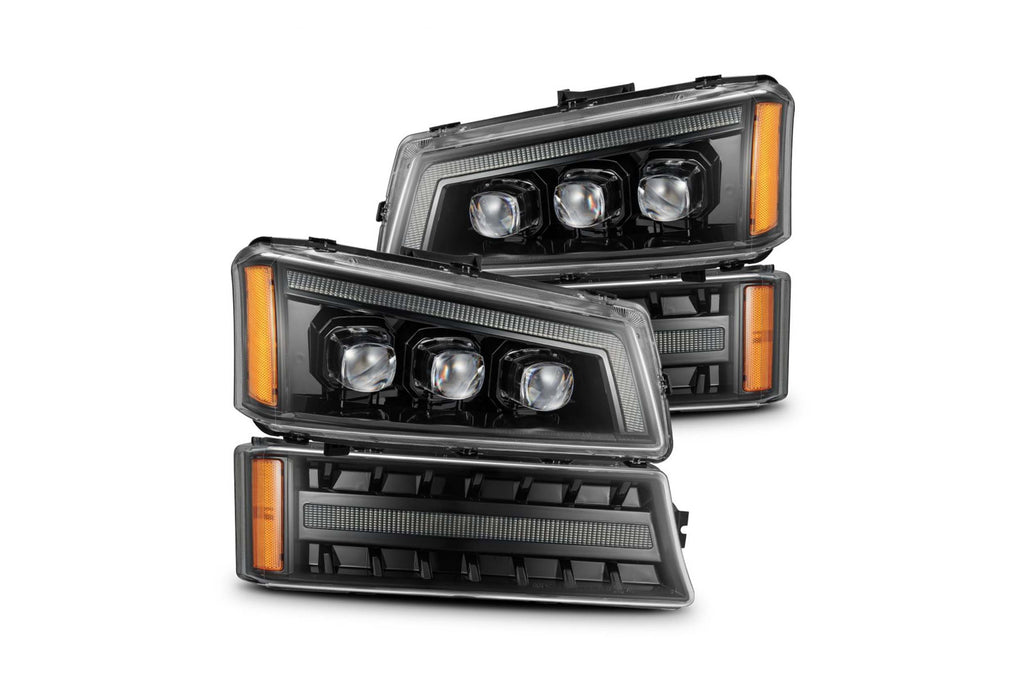 AlphaRex (NOVA-Series) (03-06) Chevrolet Silverado Projector Headlights with LED Bumper Lights - Black