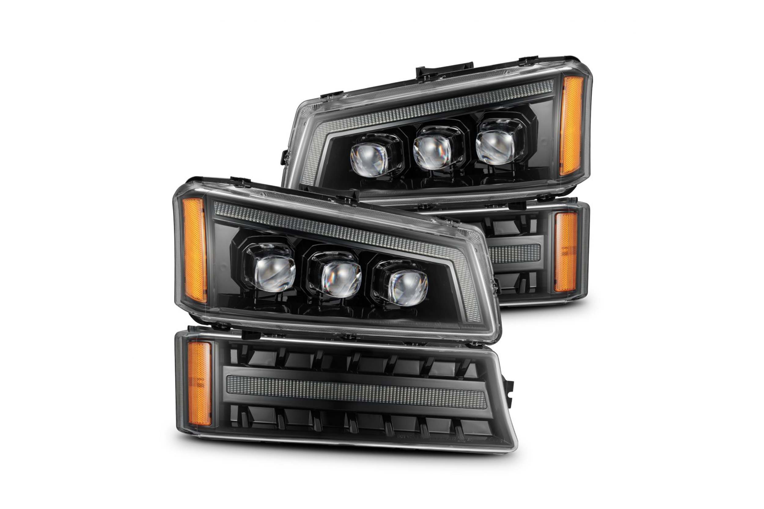 AlphaRex (NOVA-Series) (03-06) Chevrolet Silverado Projector Headlights with LED Bumper Lights - Black