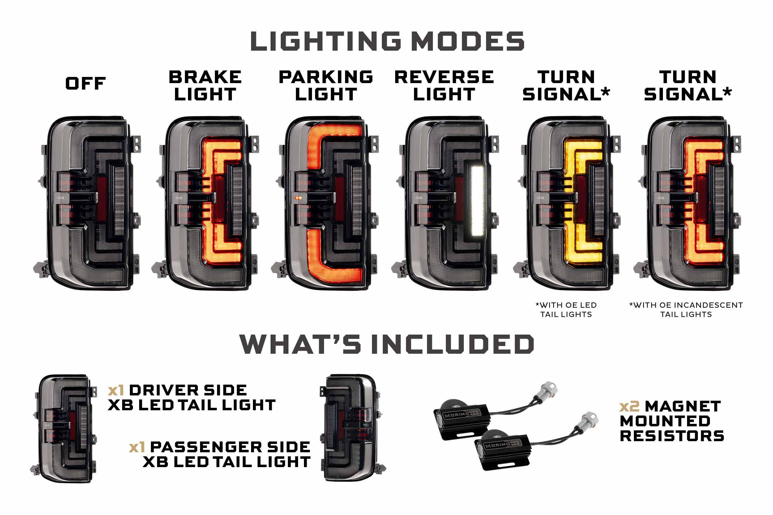 XB LED Tail Lights: Ford Bronco (21+ / Smoked Lens / Set)