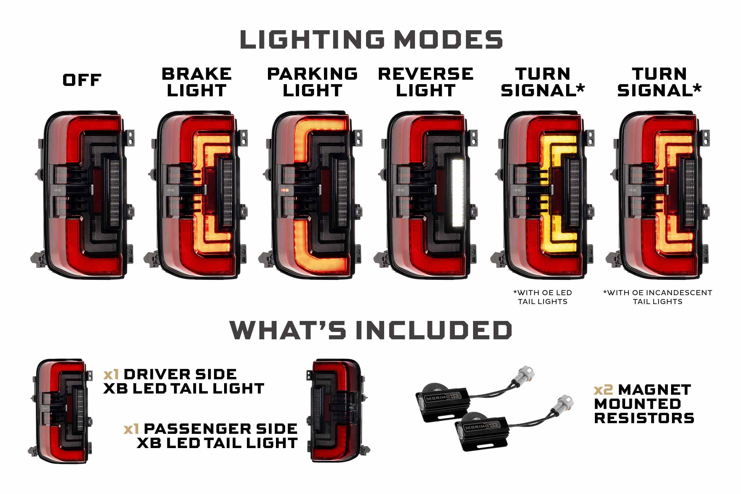 XB LED Tail Lights: Ford Bronco (21+ / Red Lens / Set)