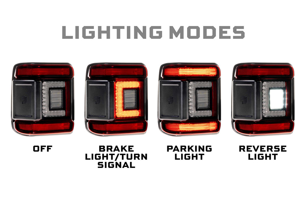 XB LED Tail Lights: Jeep Wrangler JL (18+ / Red Lens / Set)