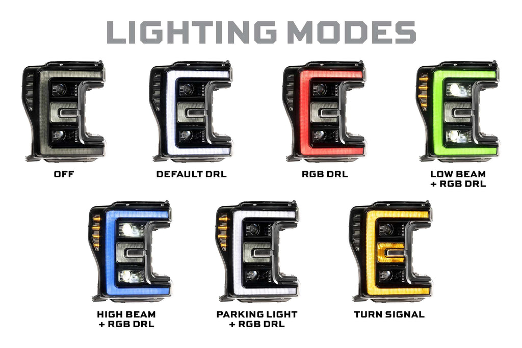 XRGB LED Headlights: 17-19 Ford Super Duty (Set)