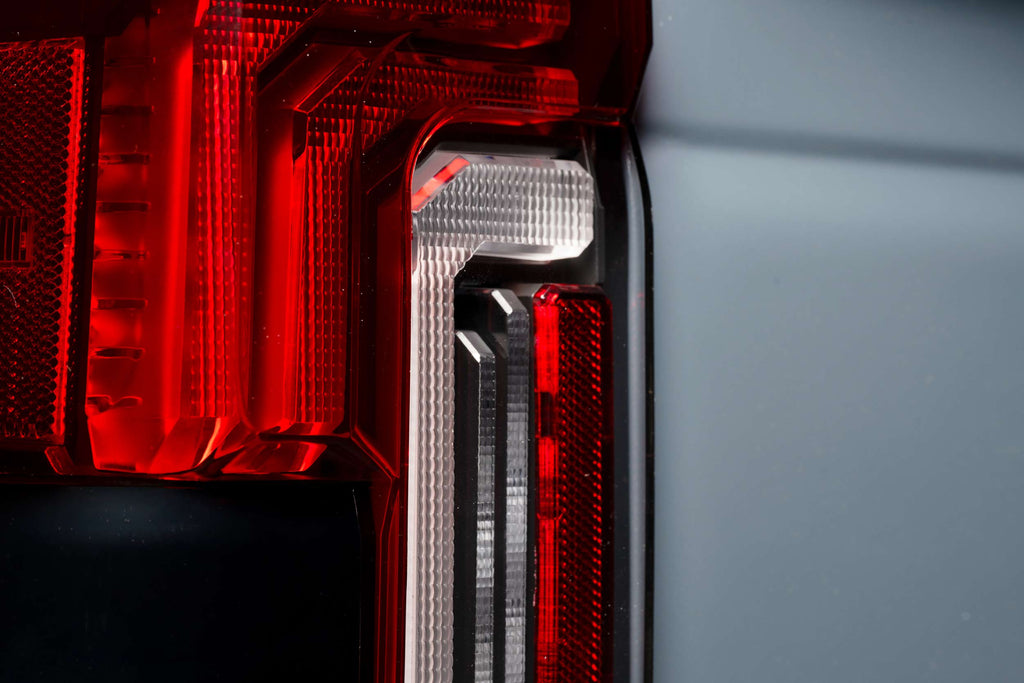 XB LED Tail Lights: 23-27 Ford Super Duty (Red Lens / Set)