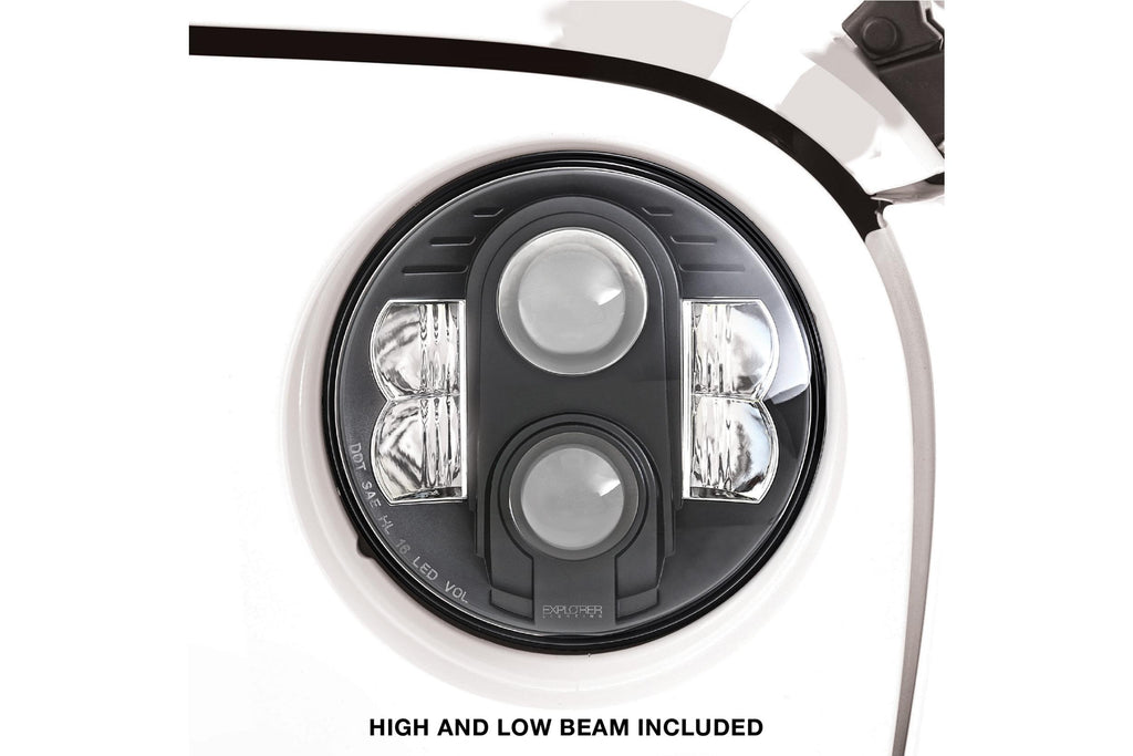 Pro Comp Jeep Headlights: 7" Round LED Hi/Lo (07-18 JK)