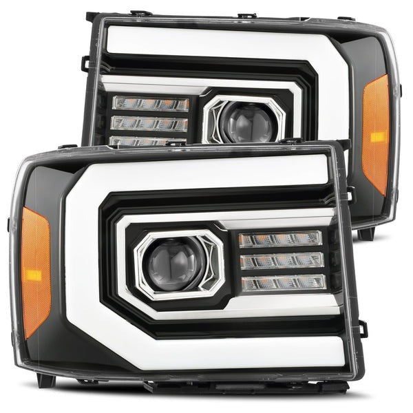 AlphaRex (LUXX-Series) 2007-2013 GMC Sierra LED Projector Headlights - Jet Black