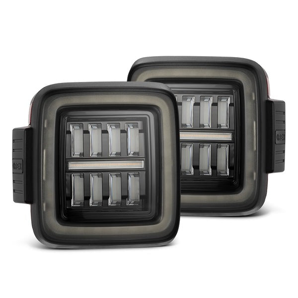 AlphaRex (NOVA-Series) 2018-2023 Jeep Wrangler JL Prismatic LED Tail Lights - Alpha-Black