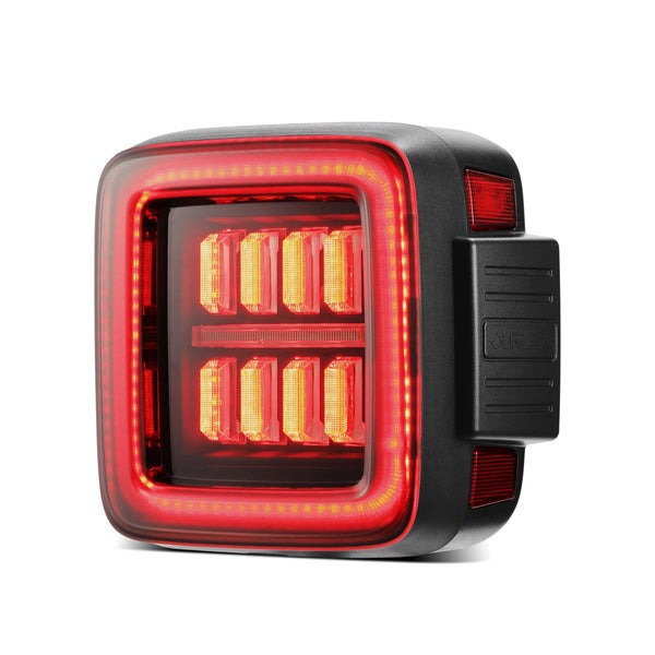 AlphaRex (NOVA-Series) 2018-2023 Jeep Wrangler JL Prismatic LED Tail Lights - Black Red