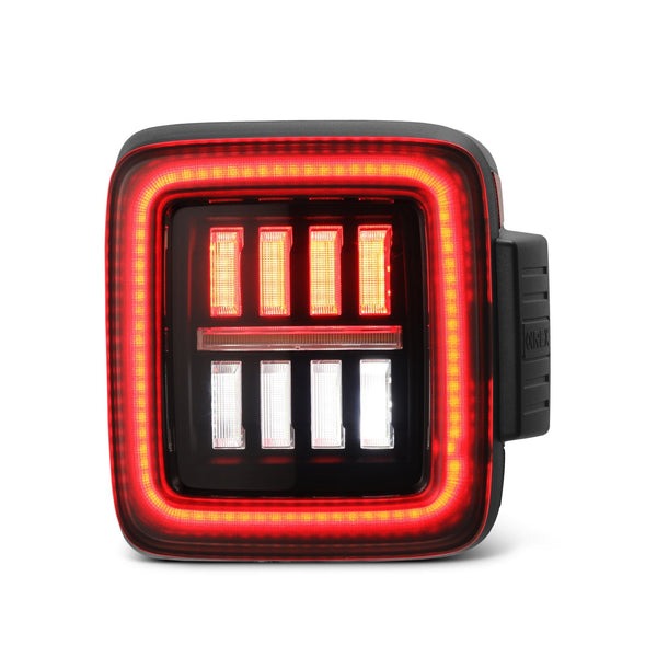 AlphaRex (NOVA-Series) 2018-2023 Jeep Wrangler JL Prismatic LED Tail Lights - Black Red