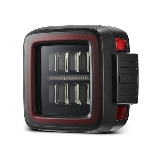 AlphaRex (NOVA-Series) 2018-2023 Jeep Wrangler JL Prismatic LED Tail Lights - Black Red