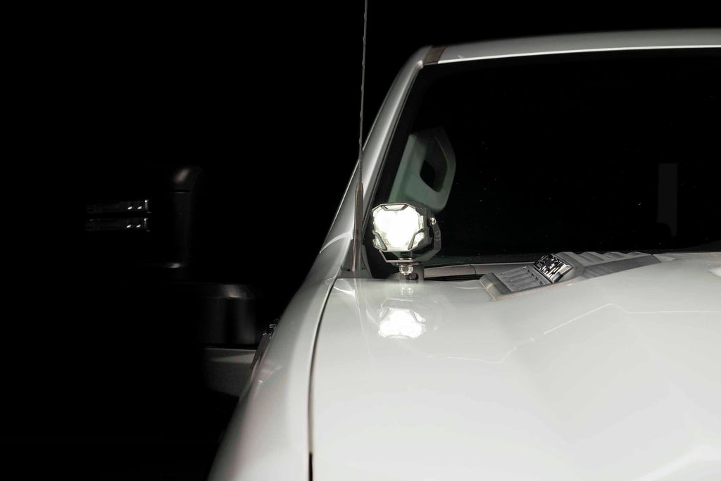 Morimoto 4Banger Ditch Light Kit: 20-24 Silverado HD (HXB Yellow SAE Wide Beam)