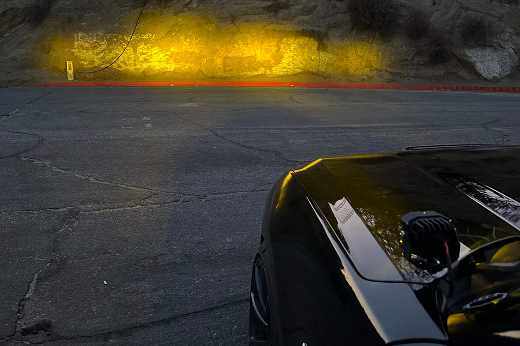 Morimoto 4Banger Ditch Light Kit: 24-26 Ford Mustang (HXB Yellow Flood Beam)