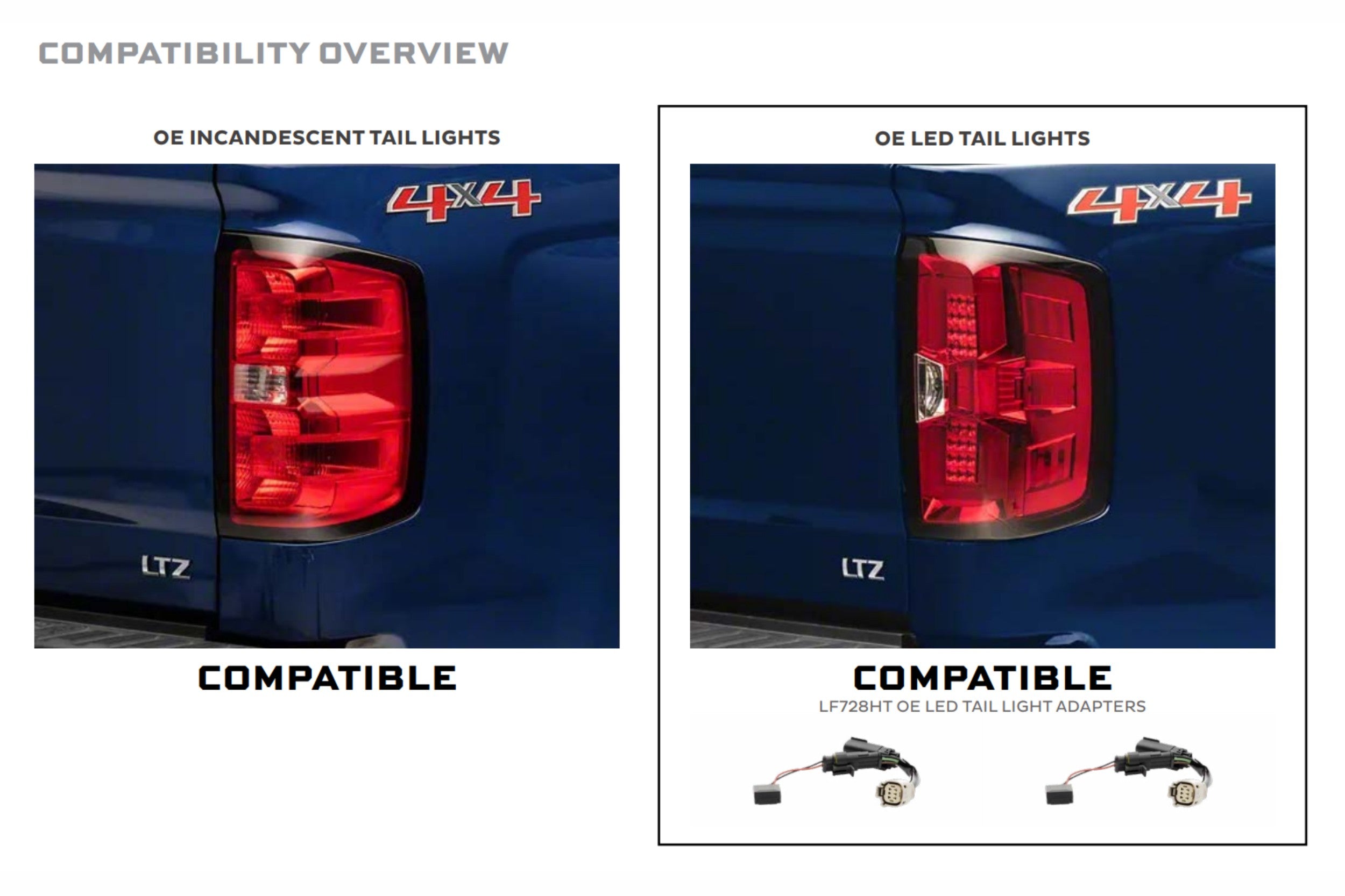 XB LED Harness: 14-18 Silverado/Sierra OE LED Tail Adapters (Set)