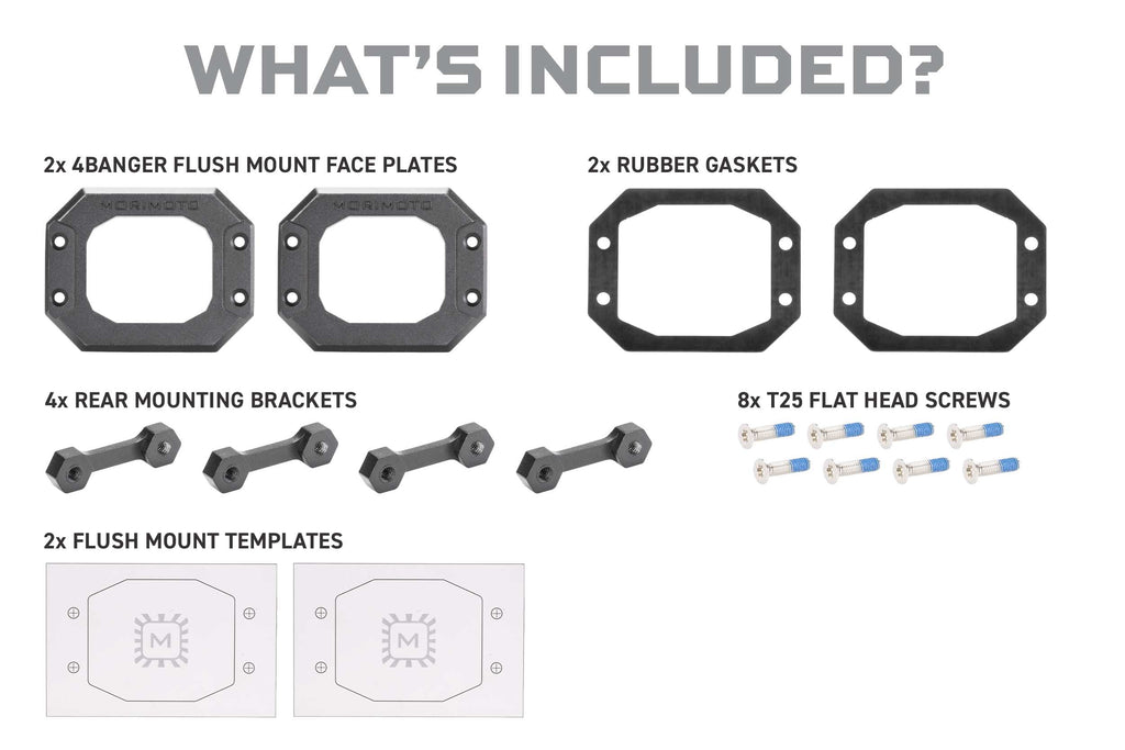 Flush Mounting Kit (Fixed): Morimoto 4Banger Pods (Set)