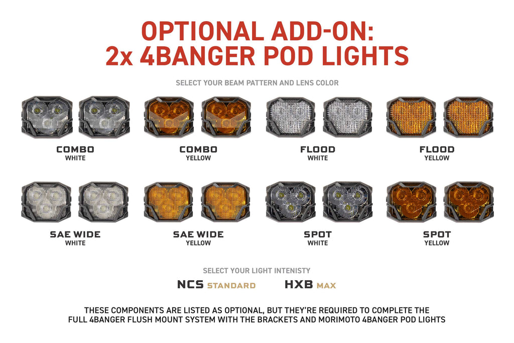 Flush Mounting Kit (Fixed): Morimoto 4Banger Pods (Set)