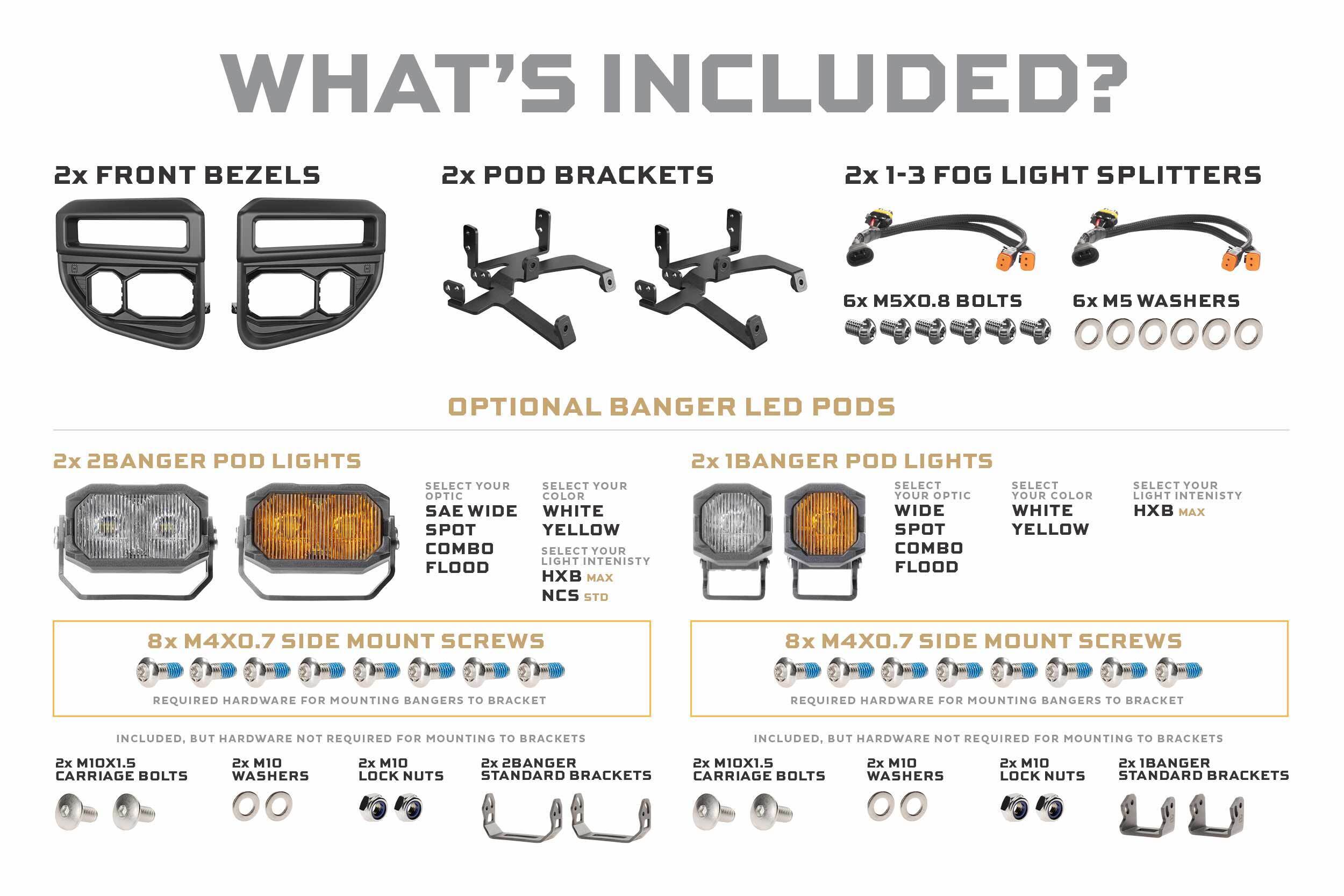 20-22 Super Duty OE LED Fog Light Kit w/ Yellow 1Banger HXB and White 2Banger HXB