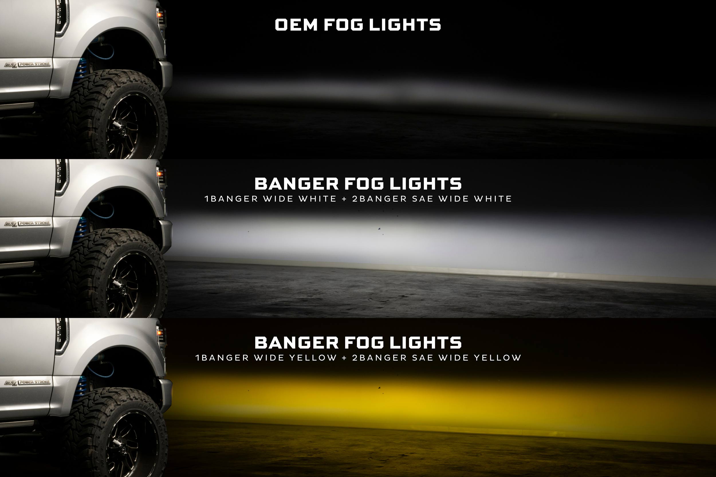20-22 Super Duty OE LED Fog Light Kit w/ White 1Banger HXB and Yellow 2Banger HXB
