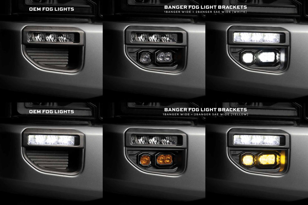 20-22 Super Duty OE LED Fog Light Kit w/ White 1Banger HXB and Yellow 2Banger HXB