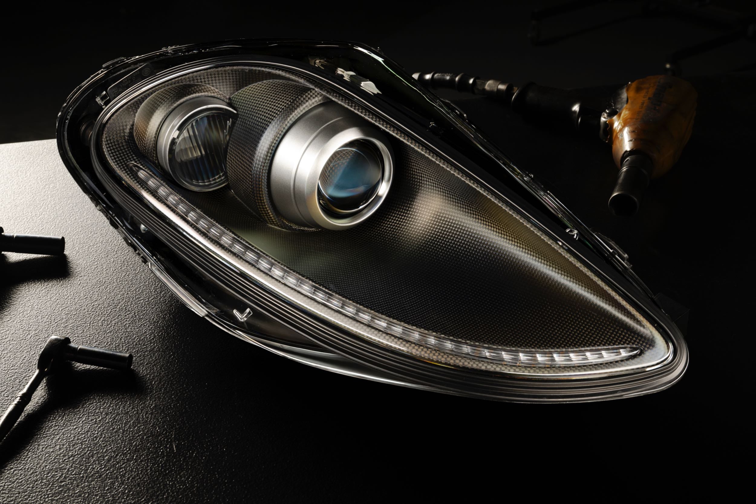 Founders Headlights: Ferrari 430 (LHD/Carbon Fiber/Amber)
