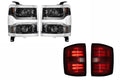 14-15 Silverado 1500 Heads Chrome Bezel and Red Tails OE LED Tails