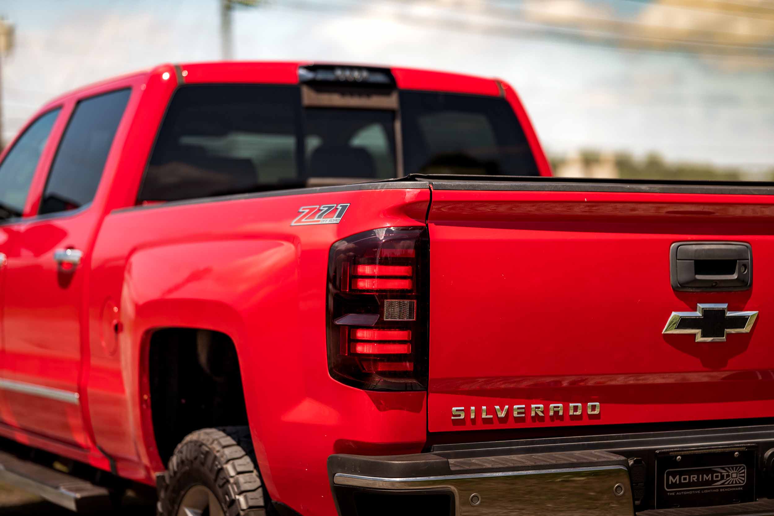 14-15 Silverado 1500 Heads Unfinished Bezel and Red Tails OE LED Tails