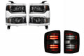 14-15 Silverado 1500 Heads Chrome Bezel and Smoked Tails OE LED Tails