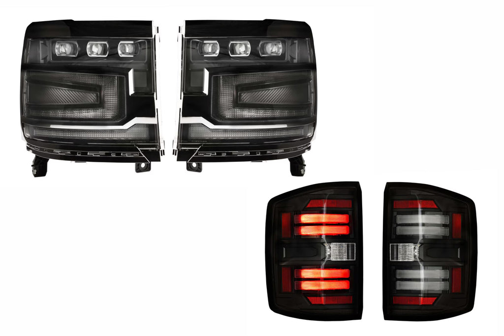 16-18 Silverado 1500 Heads Unfinished Bezel and Smoked Tails