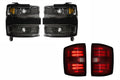 15-19 Silverado HD Heads Unfinished Bezel and Red Tails