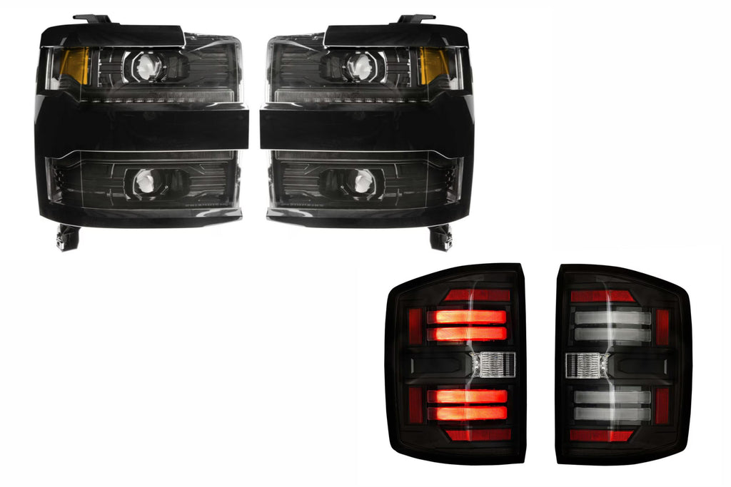 15-19 Silverado HD Heads Unfinished Bezel and Smoked Tails