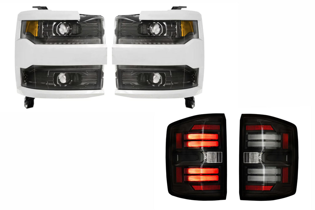 15-19 Silverado HD Heads Chrome Bezel and Smoked Tails OE LED Tails