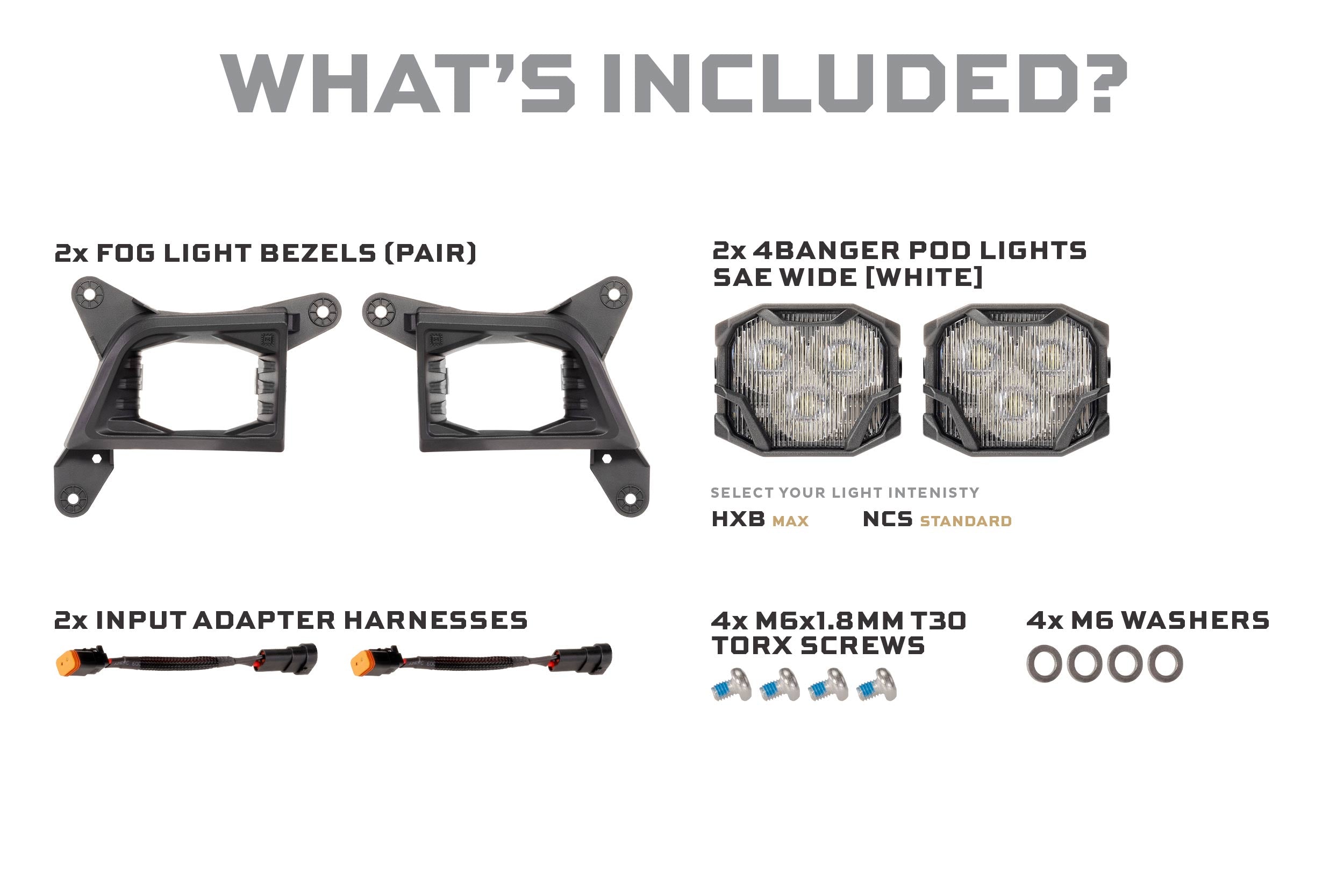 19-21 Silverado 1500 / 20-23 Silverado HD 4Banger Fog Light Kit: HXB White
