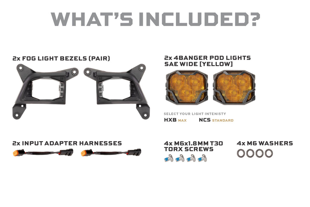 19-21 Silverado 1500 / 20-23 Silverado HD 4Banger Fog Light Kit: NCS Yellow