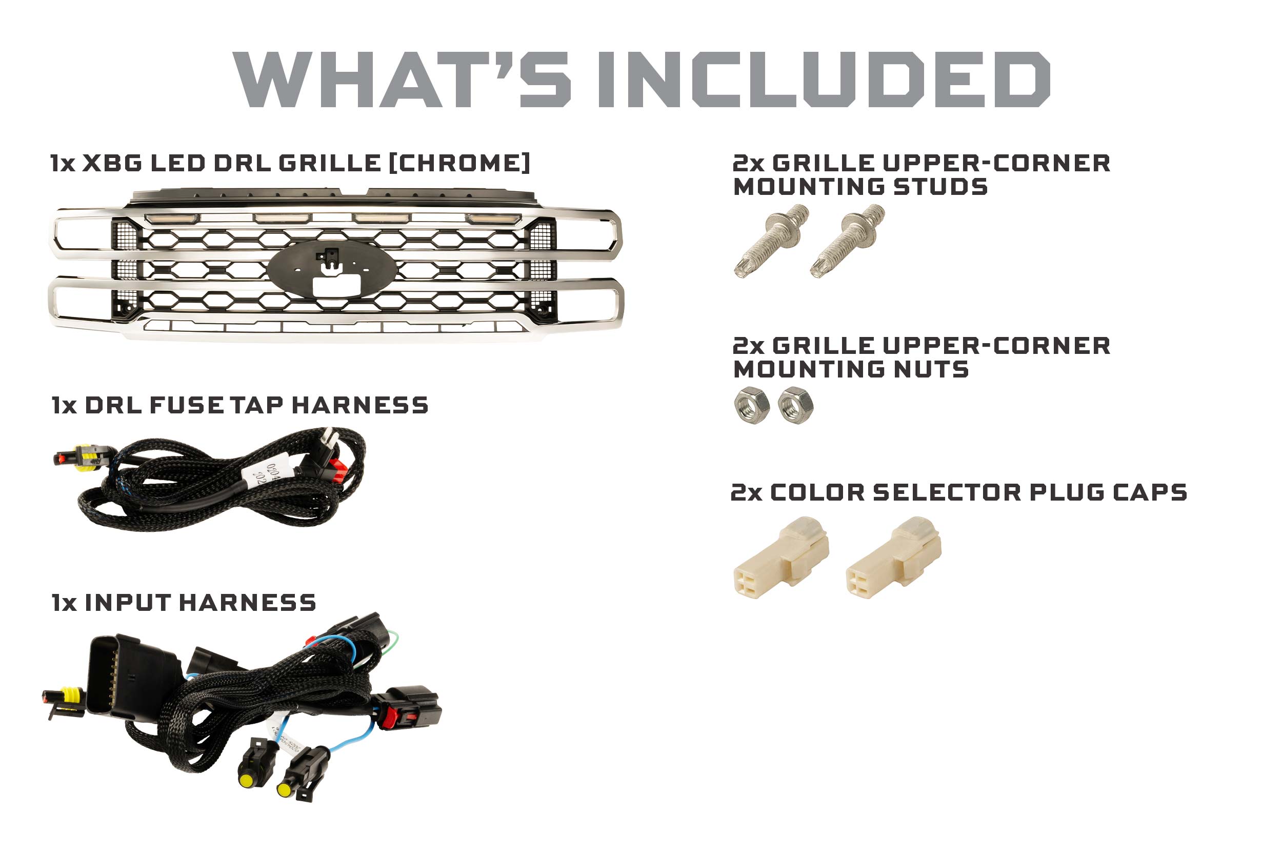 XBG LED Grille: 23-27 Super Duty (Chrome / Each)