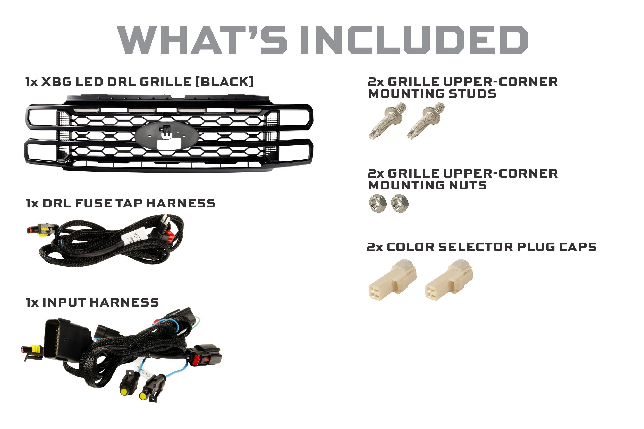 XBG LED Grille: 23-27 Super Duty (Black / Each)