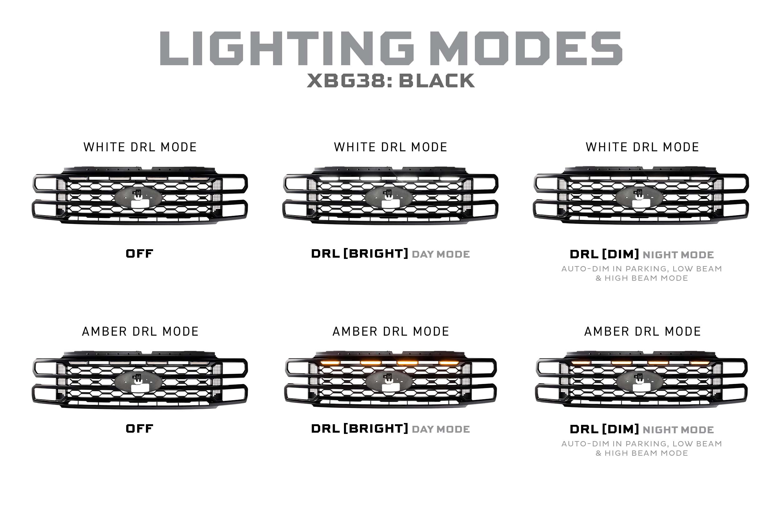 XBG LED Grille: 23-27 Super Duty (Black / Each)