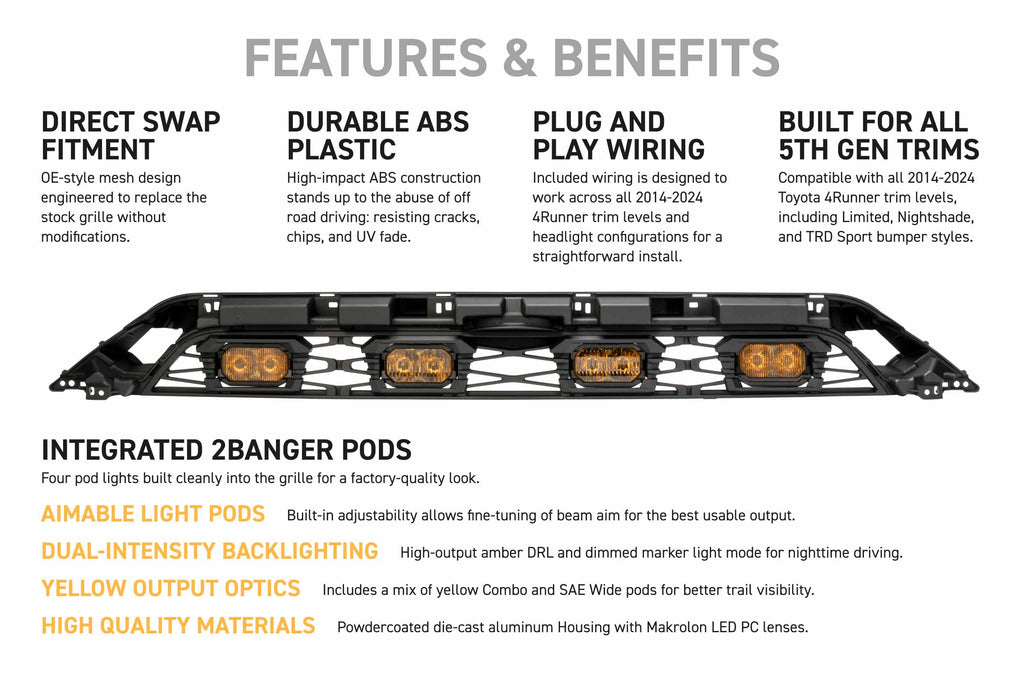 XBG LED Grille: 14-24 Toyota 4Runner