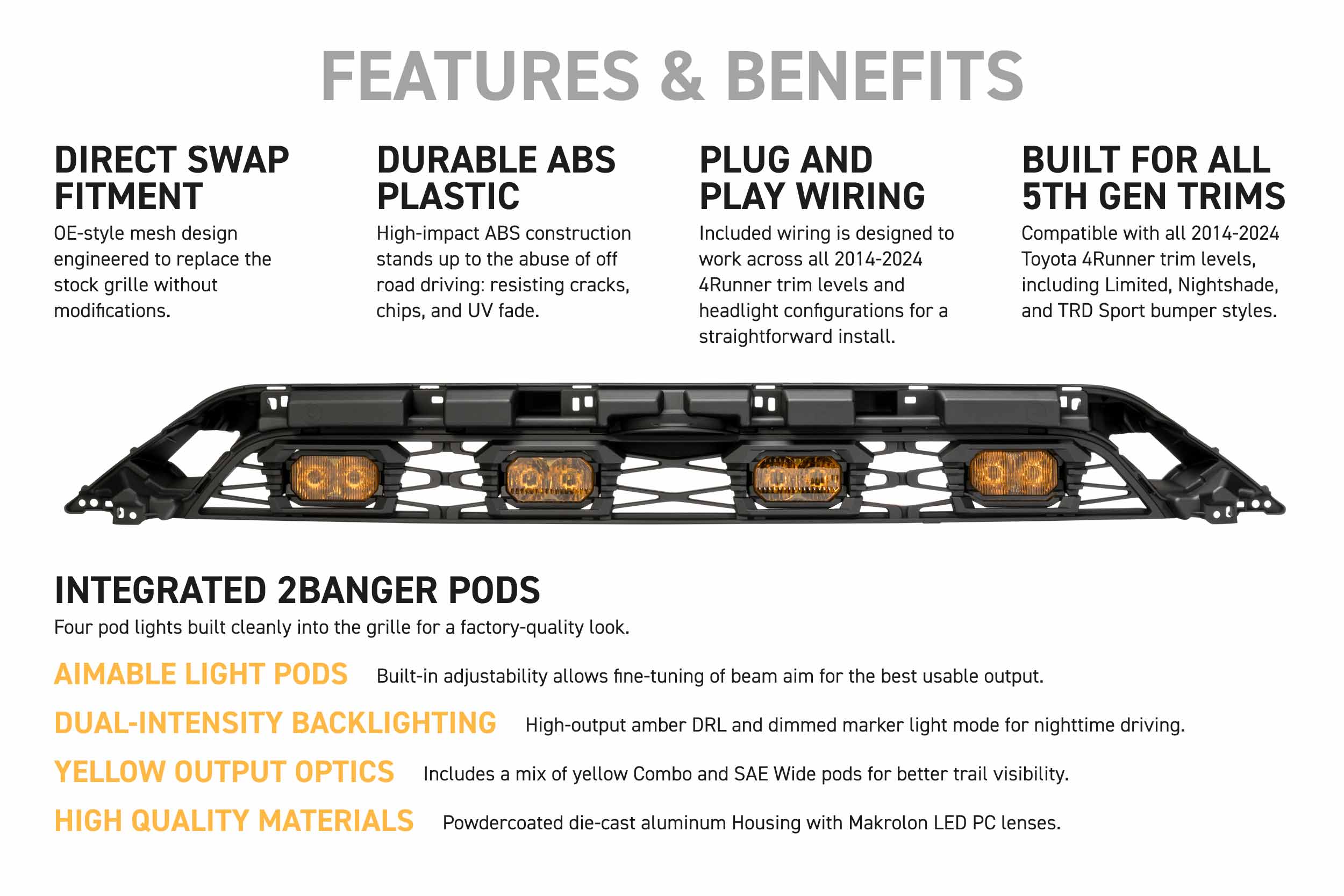 XBG LED Grille: 14-24 Toyota 4Runner